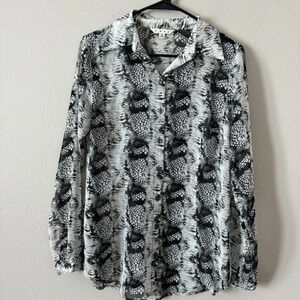 Cabi Small Snake skin Button Down Long Sleeve